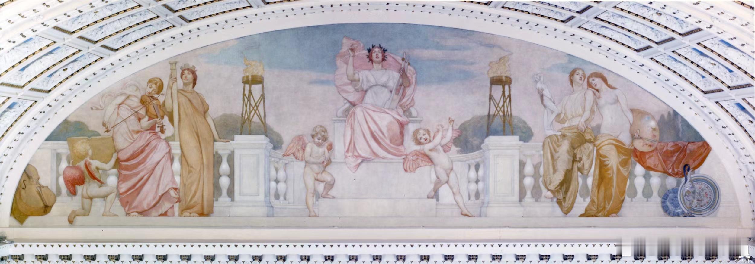 西洋历史文化鱼缸 美国画家Kenyon Cox (1856–1919)的壁画《艺