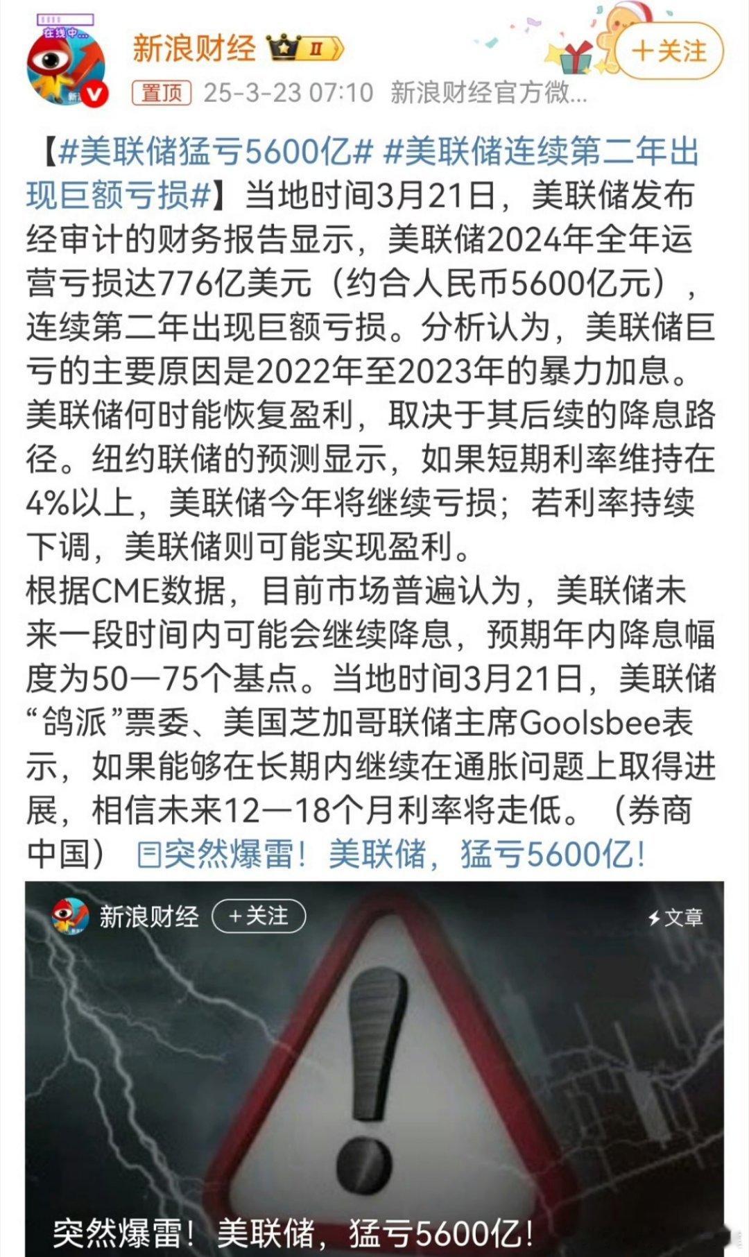 美联储猛亏5600亿所以印了多少钱？[笑而不语] ​​​