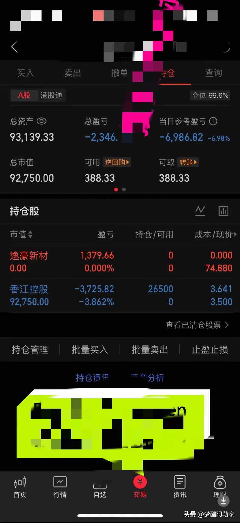 短线追高的惨痛实盘！赚一点就飘，两头高位接盘吃大面
 
今天这个账户太典型，完美