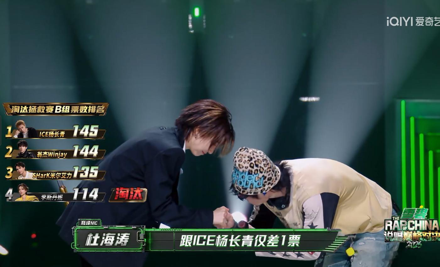 淘汰赛第二组票数：ICE 145；翁杰144；Shark 135；李斯丹妮114