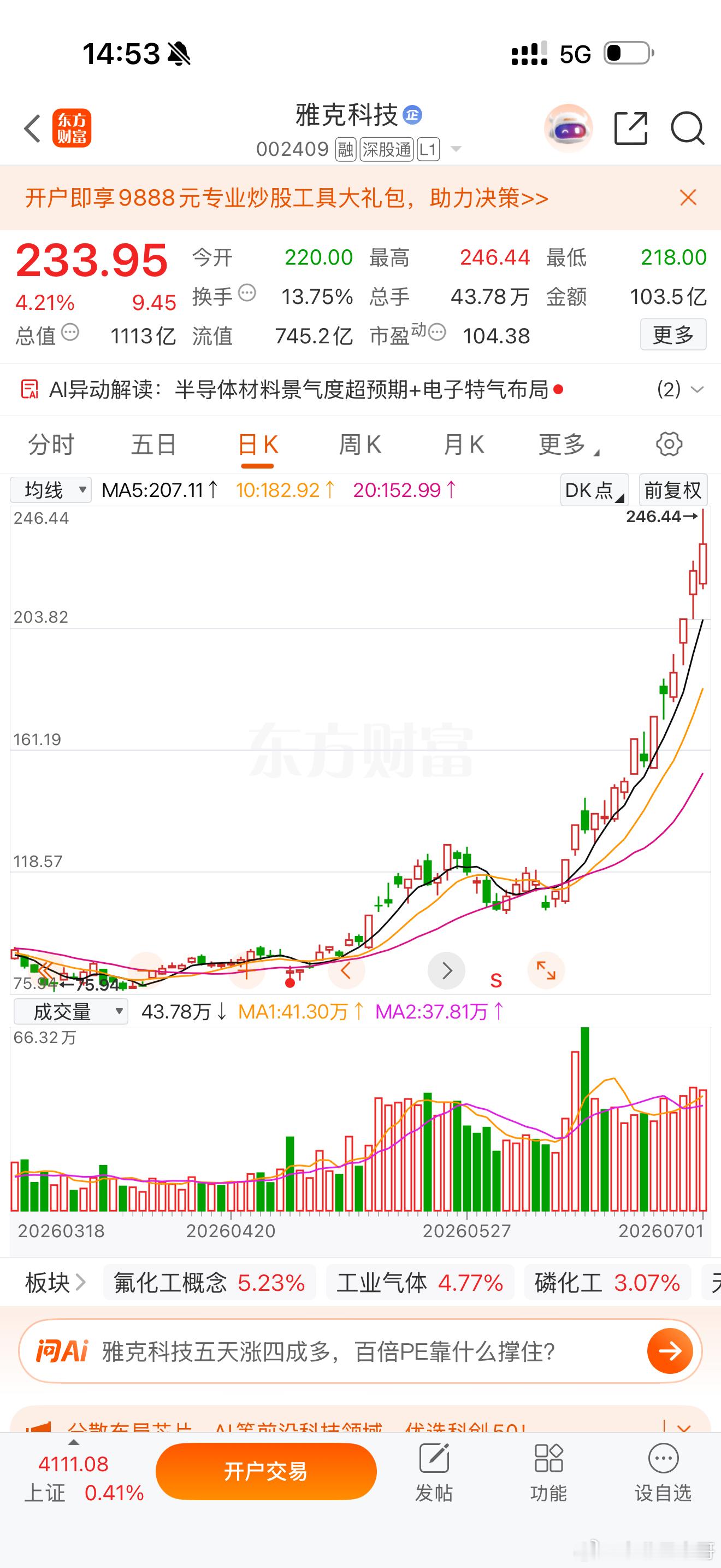 收盘前，继续买入雅克科技002409 明天继续大涨！ 