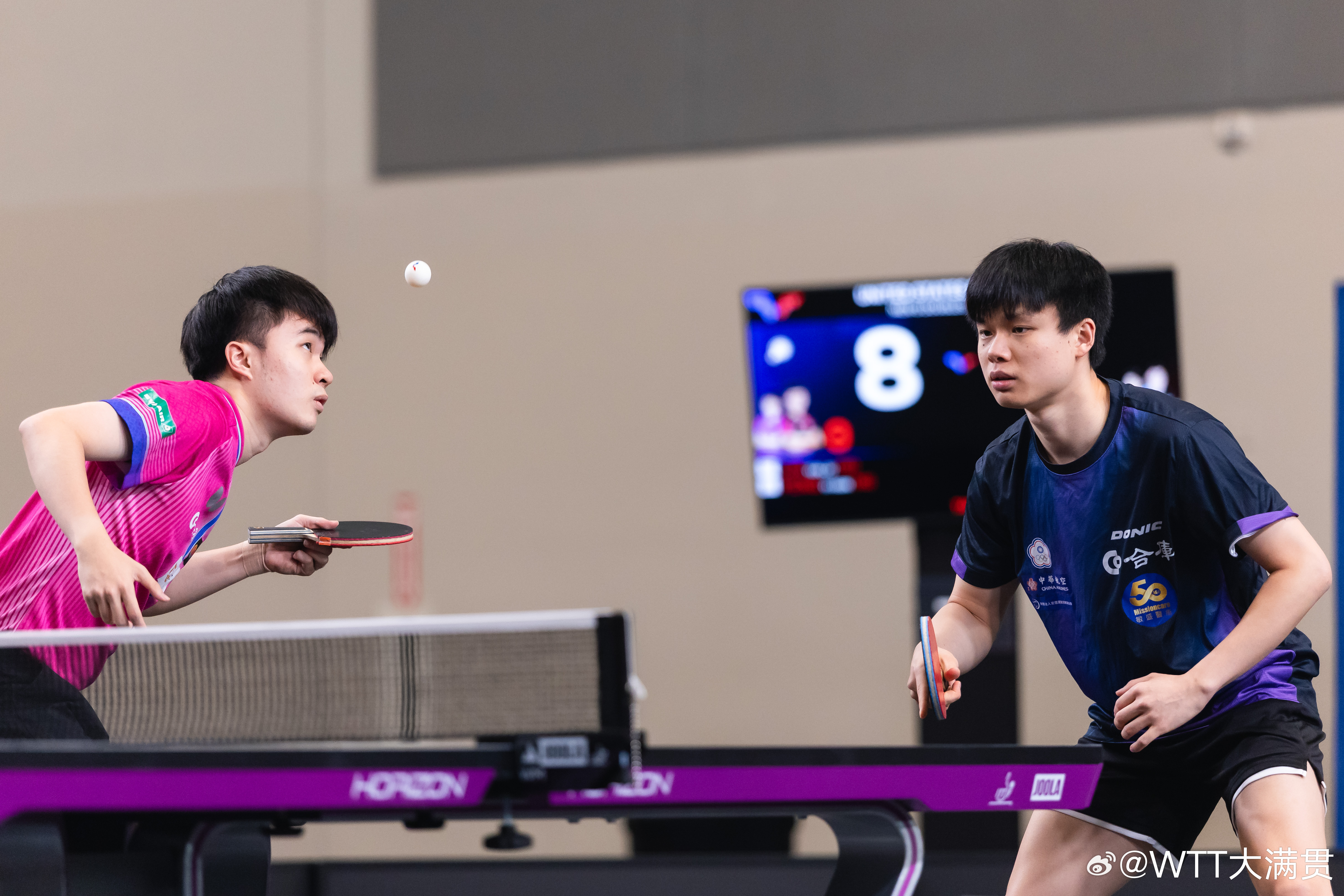 WTT美国大满贯2026 男双1/16决赛林昀儒/冯翊新(TPE)3-0裴焕(A