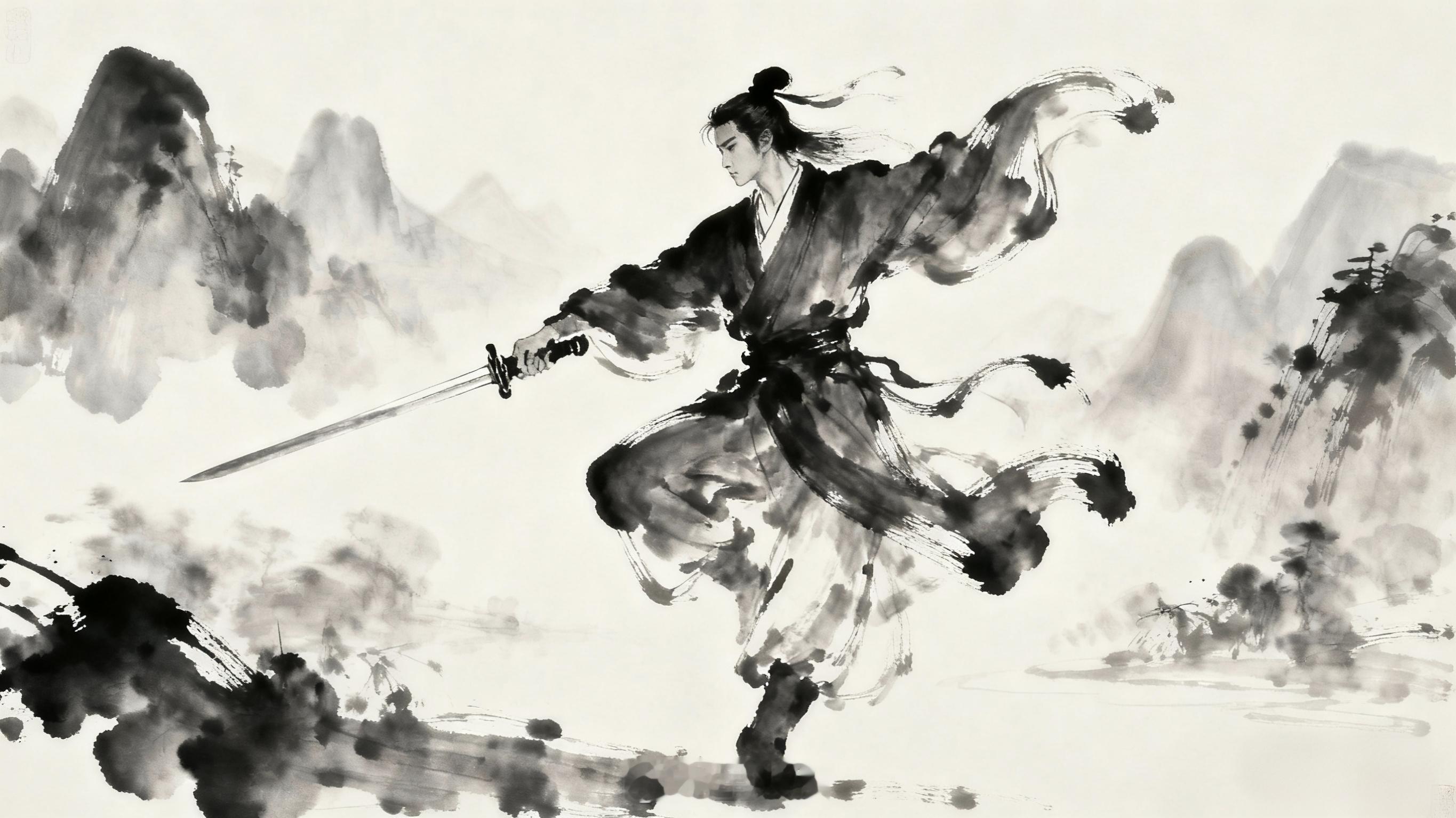 翩翩侠客起舞弄清影，一挥宝剑，东指七洋，西点八荒，天下起伏尽在武林盟会，春一场，