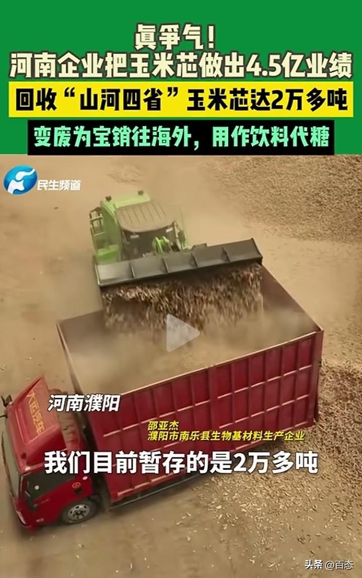 河南一玉米芯加工企业，一年产值居然达到4.5亿元，大家都应该知道玉米芯，我们买回