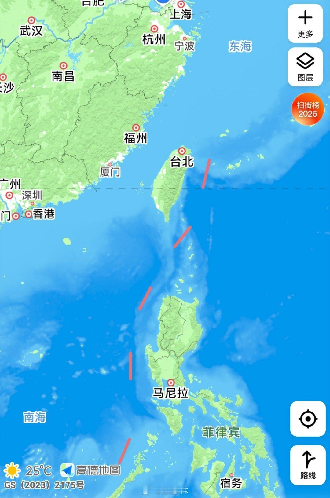 日菲所谓划界谈判完全非法无效日菲联合挑衅之后，高德国地图不客气了，把台湾以东明确