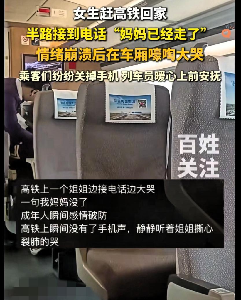 谁看了这个高铁上的画面不瞬间破防啊！

一句撕心裂肺的“我妈妈没了”，瞬间击溃了