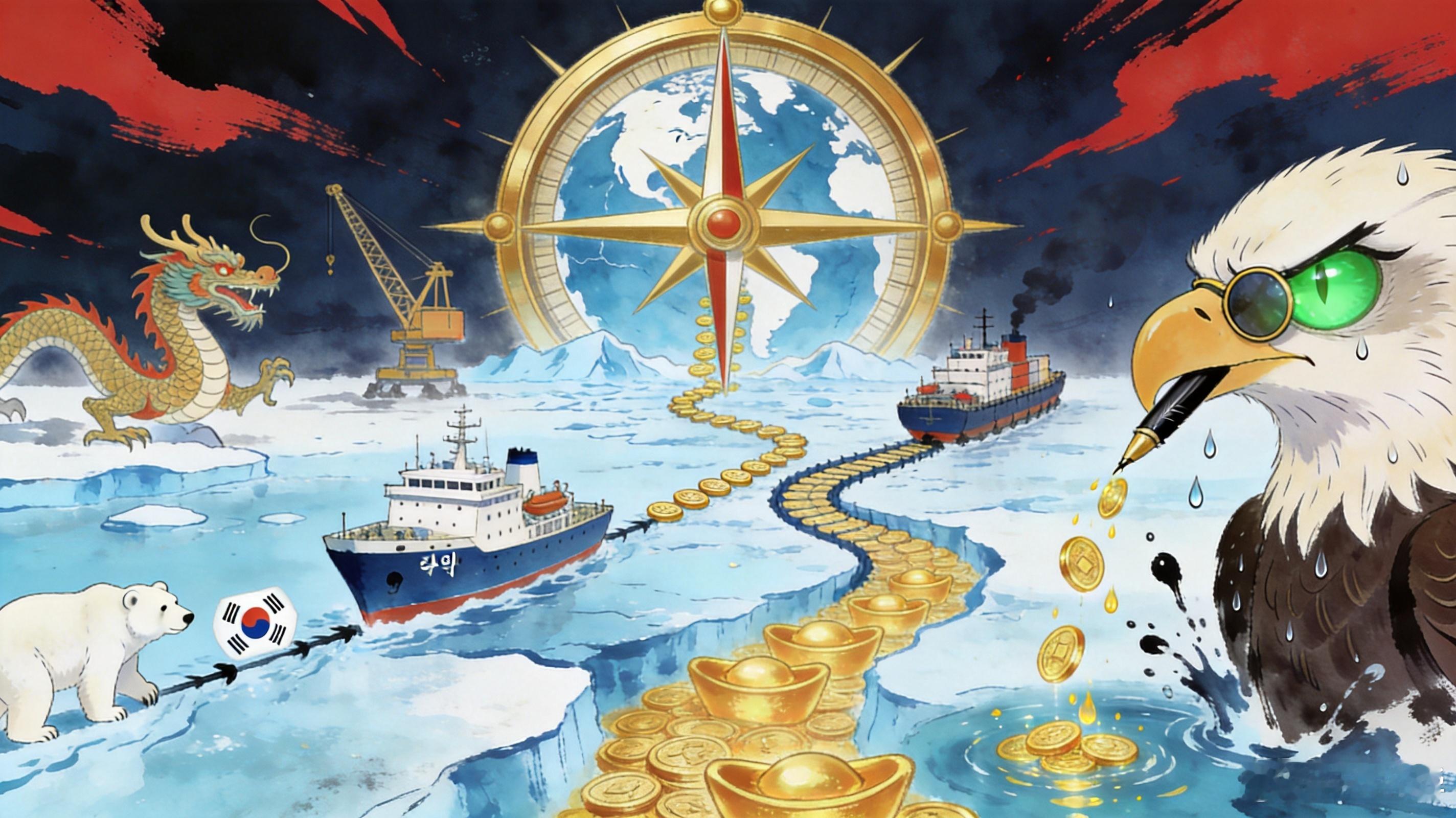 今天刷到一条消息：韩国船只试航北极航线，西方媒体直接用了'担忧'两个字。我先说我