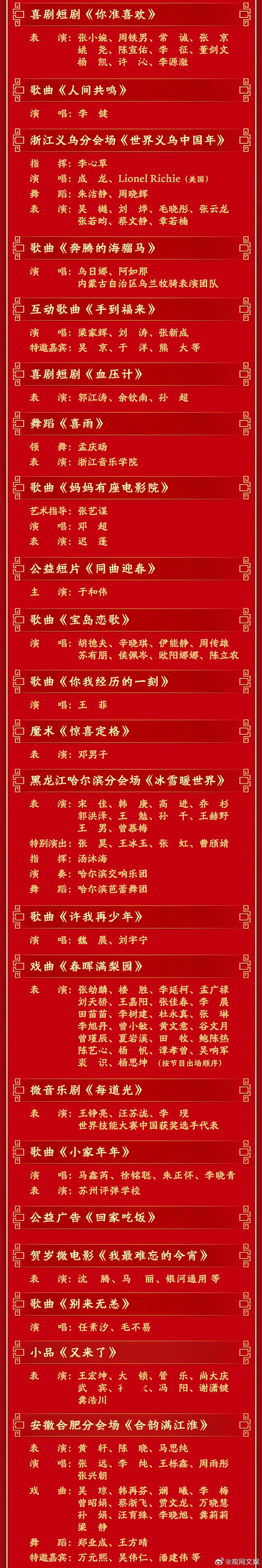 2026总台 春晚节目单来了，你最期待哪一个节目呢？ 