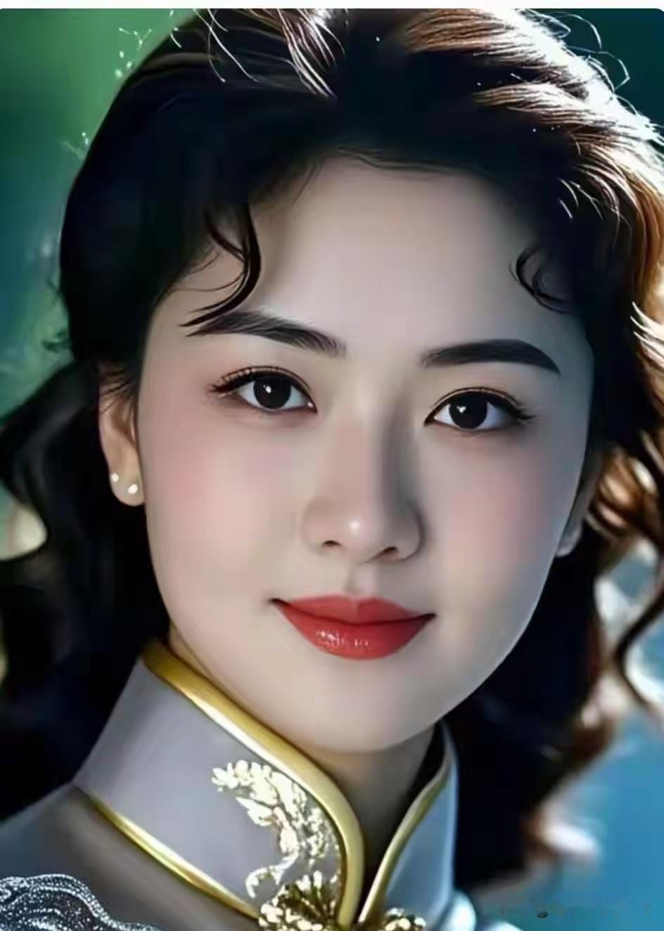 满庭芳·旧沪妆
 
卷发如波，明眸含露，旗袍金领生光。
珍珠垂耳，浅笑自温良。