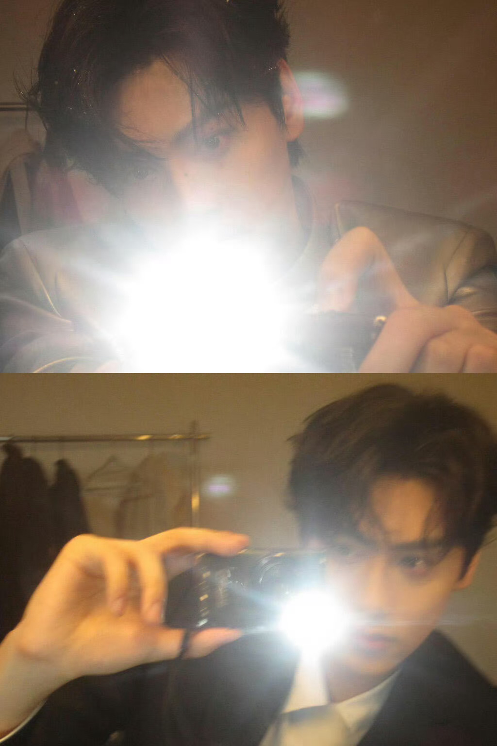 田栩宁晒收工自拍田栩宁晒收工自拍，这个闪光灯自拍照好帅啊！！！感觉人在发光！！！