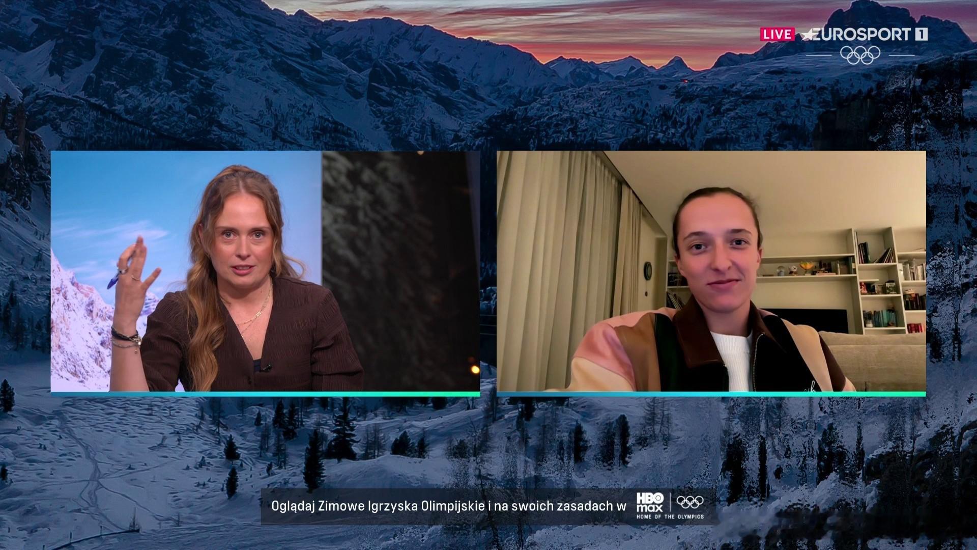 斯瓦泰克！远程做客Eurosport演播室，聊聊冬奥会，尤其是高山滑雪金牌选手M