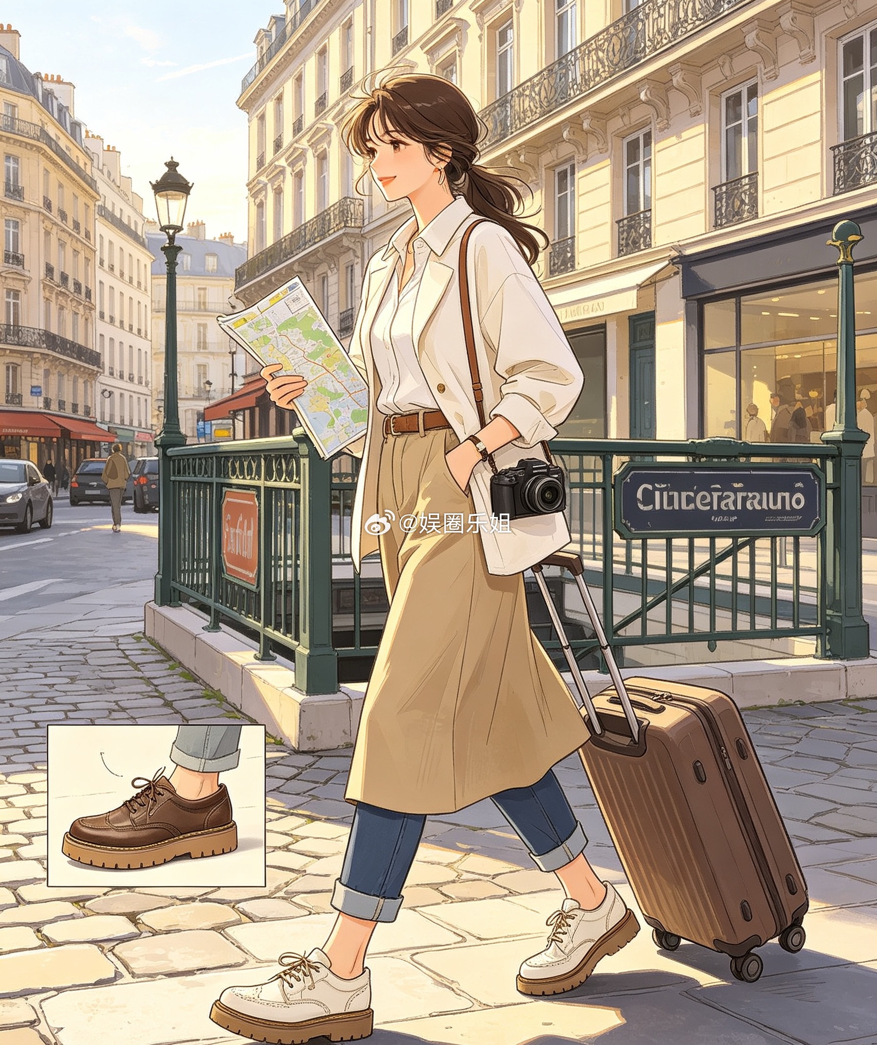 【旅行穿搭的时尚哲学】让风格为行程让路，却绝不妥协美感。行李箱遵循“80/20法