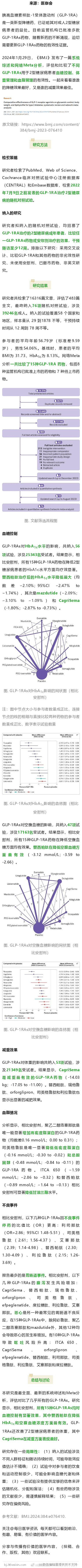 BMJ：这么多GLP-1药物，谁的降糖效果最好，谁的减重效果最佳？胰高血糖素样肽