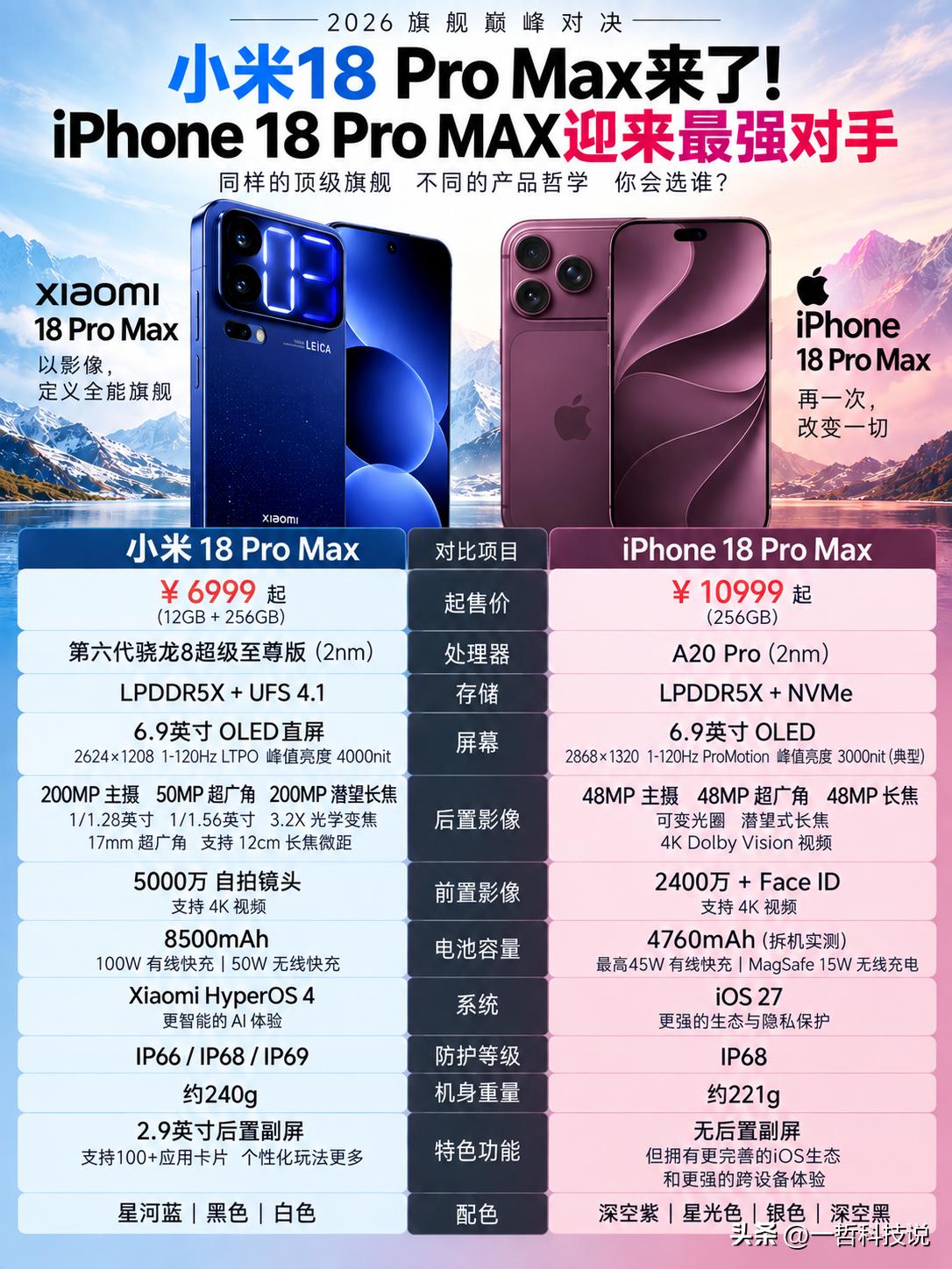 巅峰对决！小米18 Pro Max vs iPhone 18 Pro Max，你
