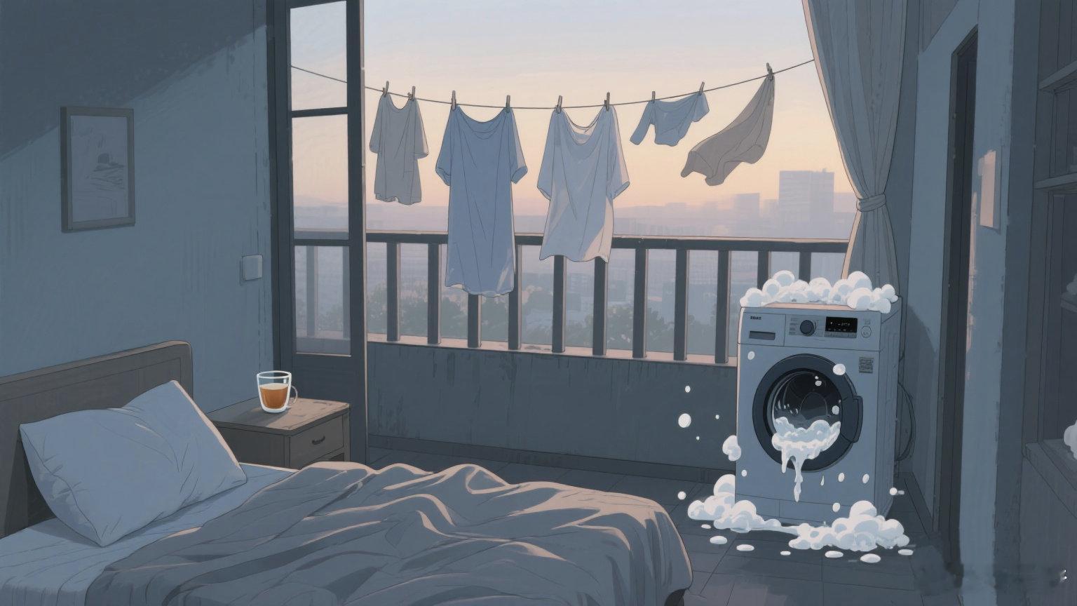 那些没说出口的话，后来都变成了枕头下的褶皱，洗衣机里的泡沫，在某个寻常的傍晚，随