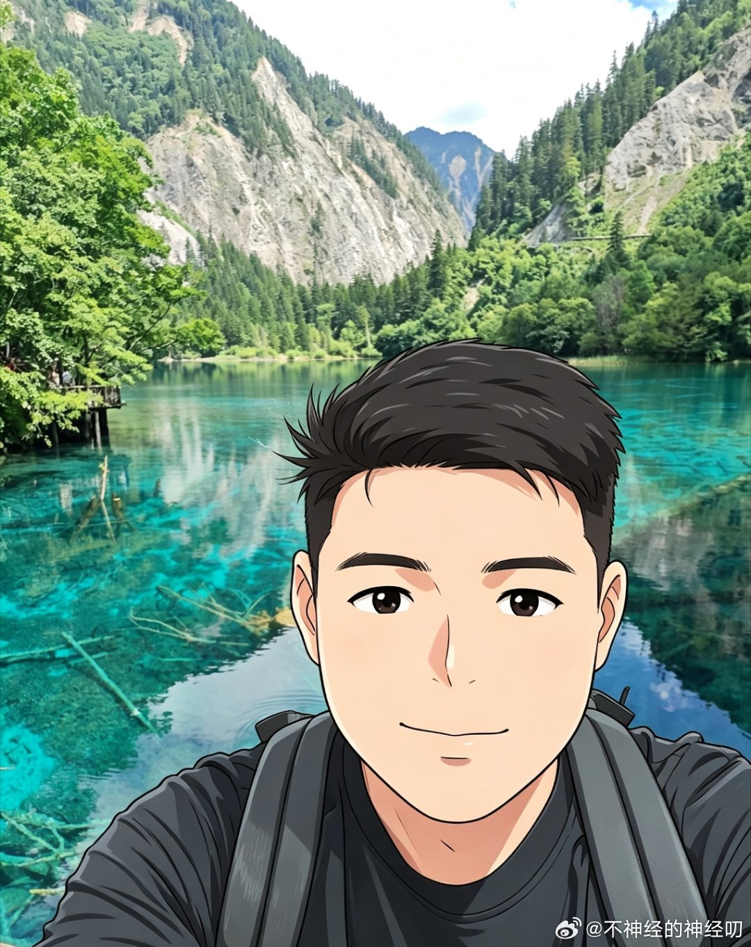 大概从几年前开始，我出门旅游拍照，一律都是这个造型，把自己的大头和当地标志性景点