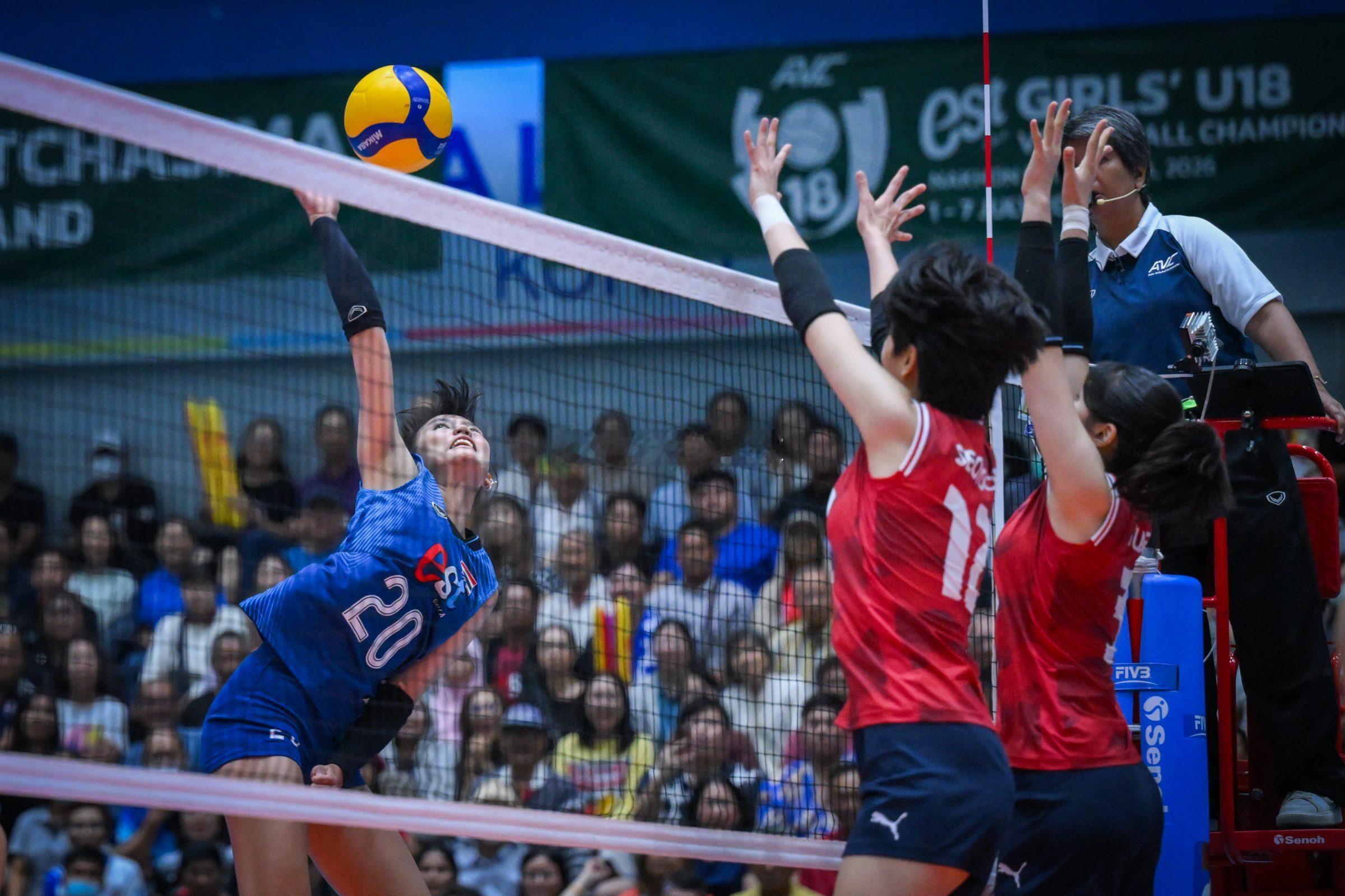 2026年U18亚洲女排锦标赛半决赛泰国女排vs韩国女排第三局：12-25大比分