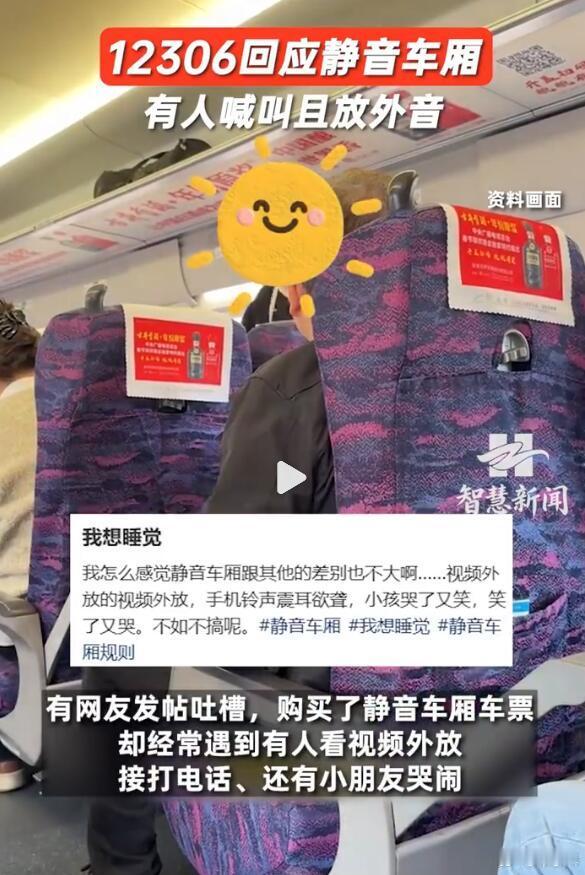 所谓“静音车厢”，也是完全靠乘客们自觉的，要是有不自觉的，那静音也是无从谈起。按