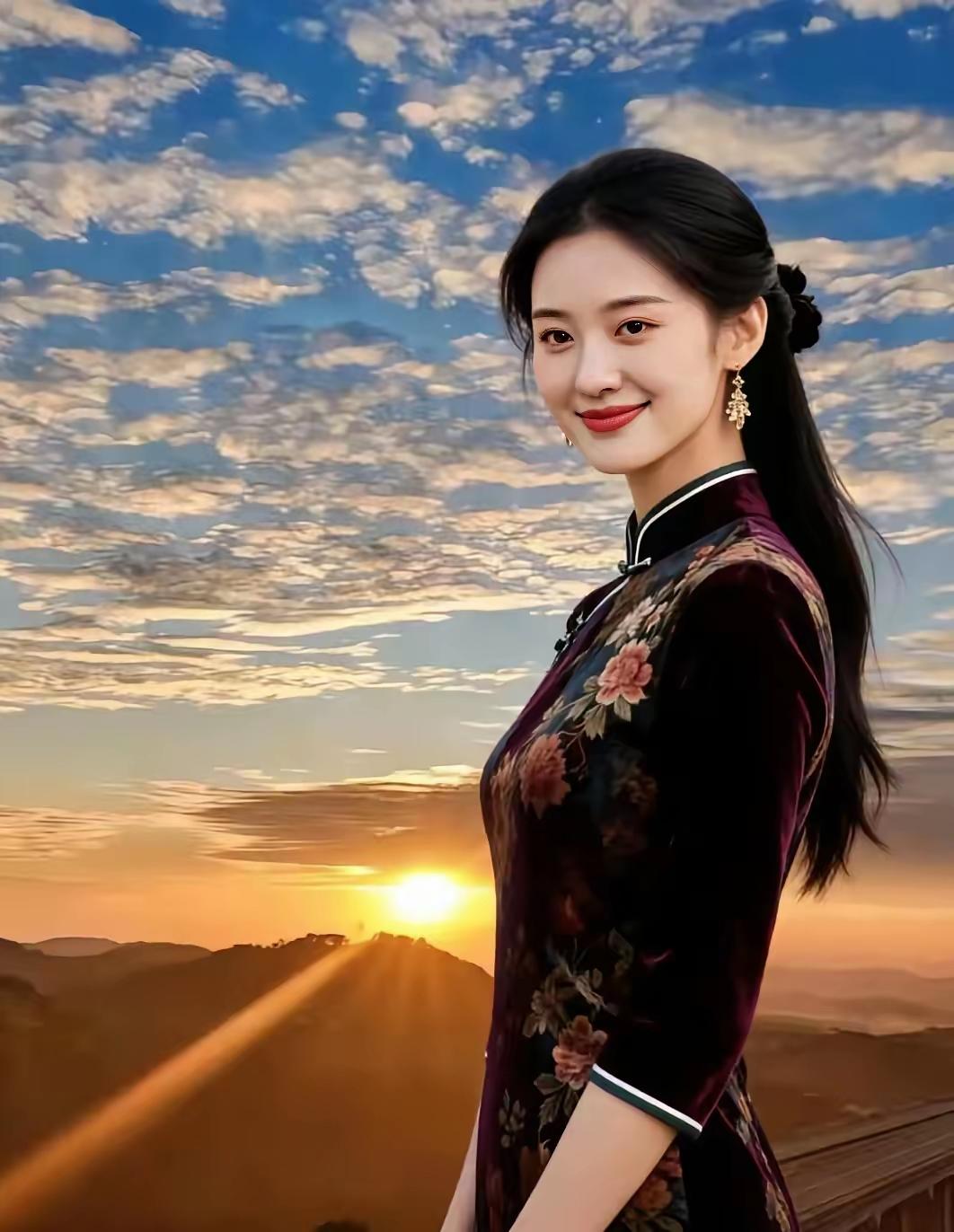 金字经·夕岭红霞
夕晖泼岭烧，
暮霭川上飘。
阳影流金古道娇。
瞧，姝姿倚长桥。