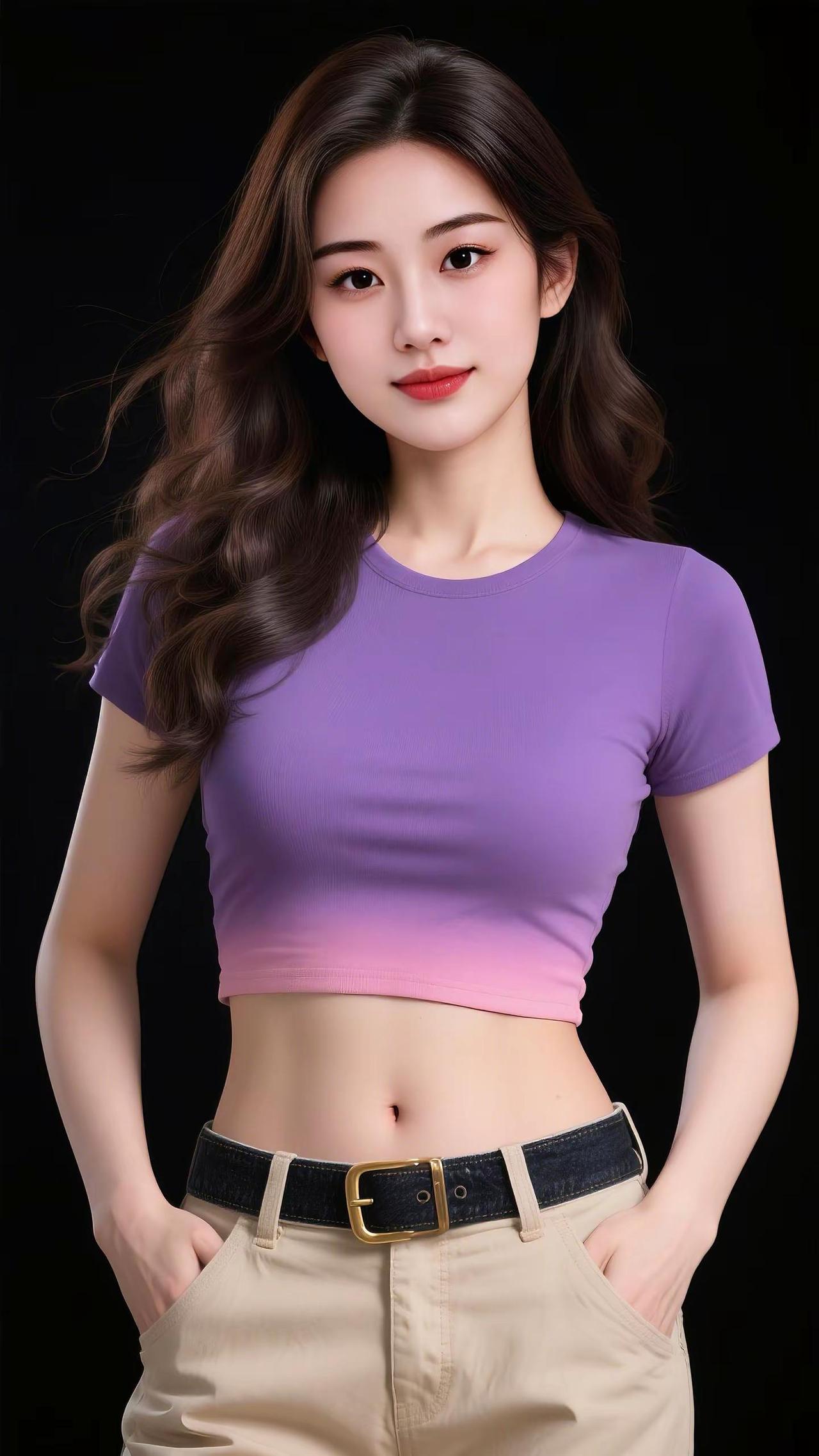 香芋紫短T太显白啦，甜酷风拿捏🤌紫色系穿搭 短款上衣