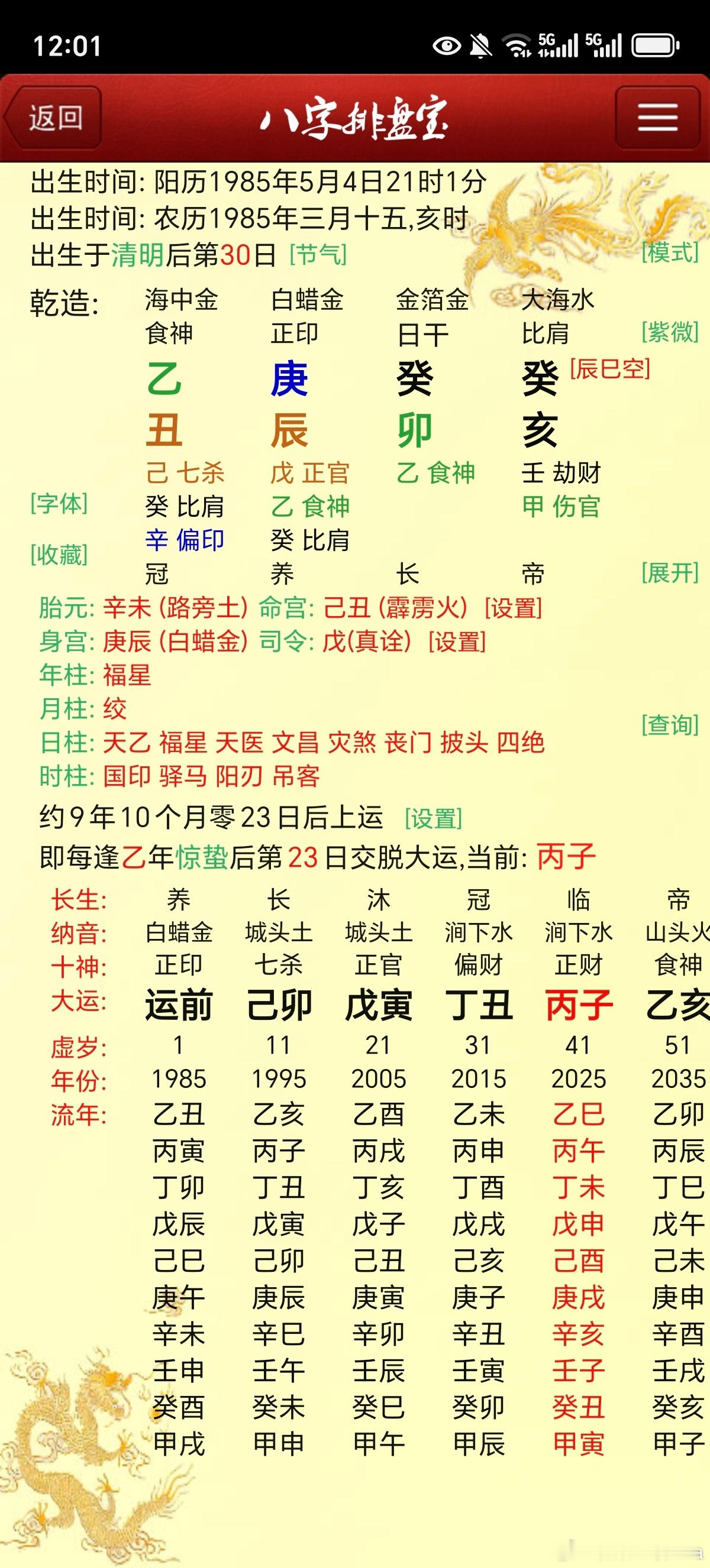 老师，我也来投个稿。我姐夫 乙丑 庚辰 癸卯 癸亥 不是很亲近所以不是很熟悉，只