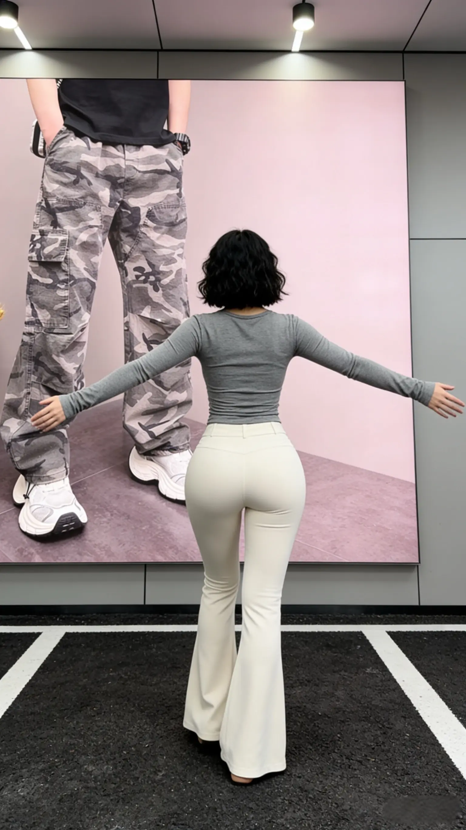 夏季新款潮流韩版痞帅个性设计感迷彩青年男士爆款休闲阔腿直筒裤         ✓