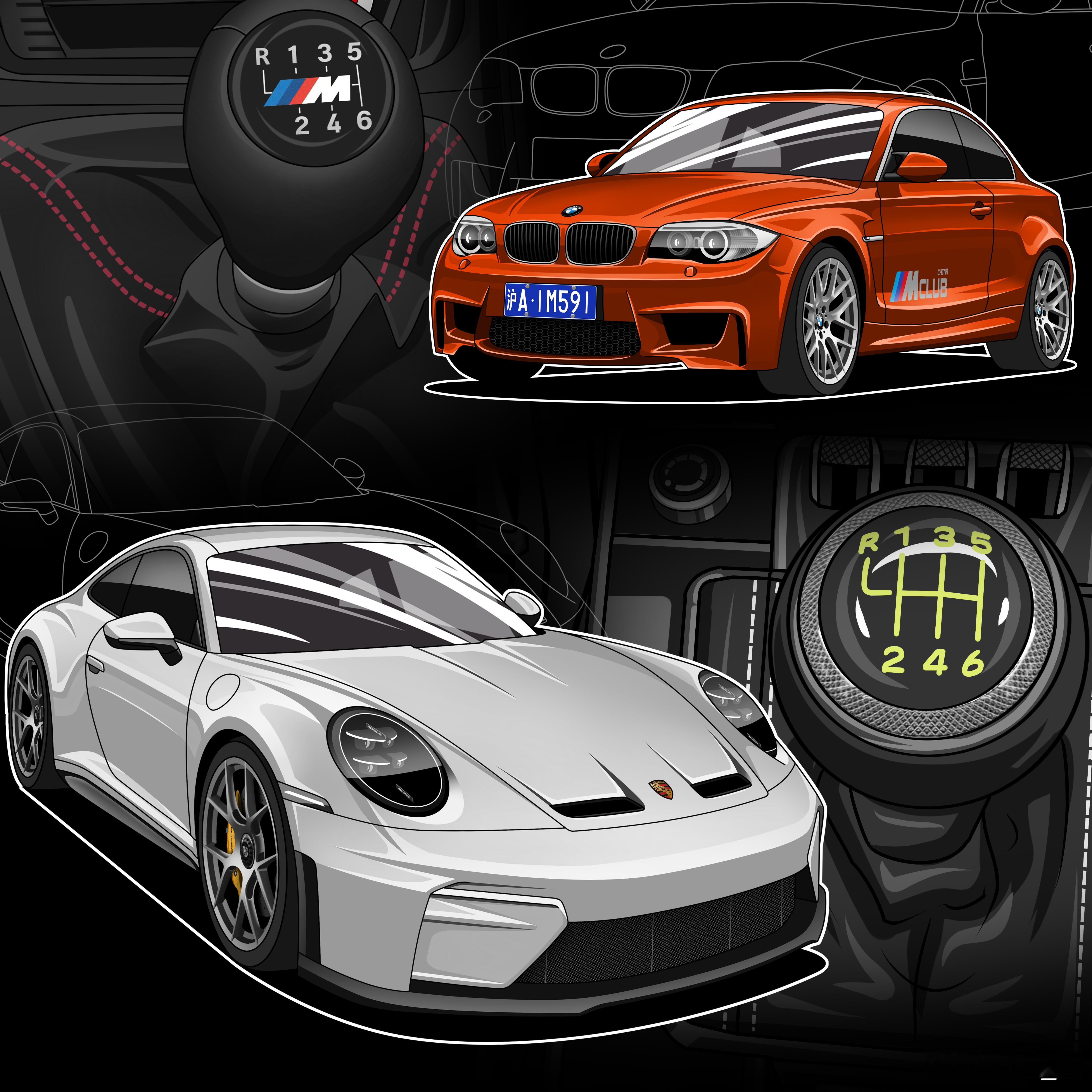 两台手动，两台都是我挺喜欢的车，虽然相隔十几年，没办法真的同时出镜了，但这种方式