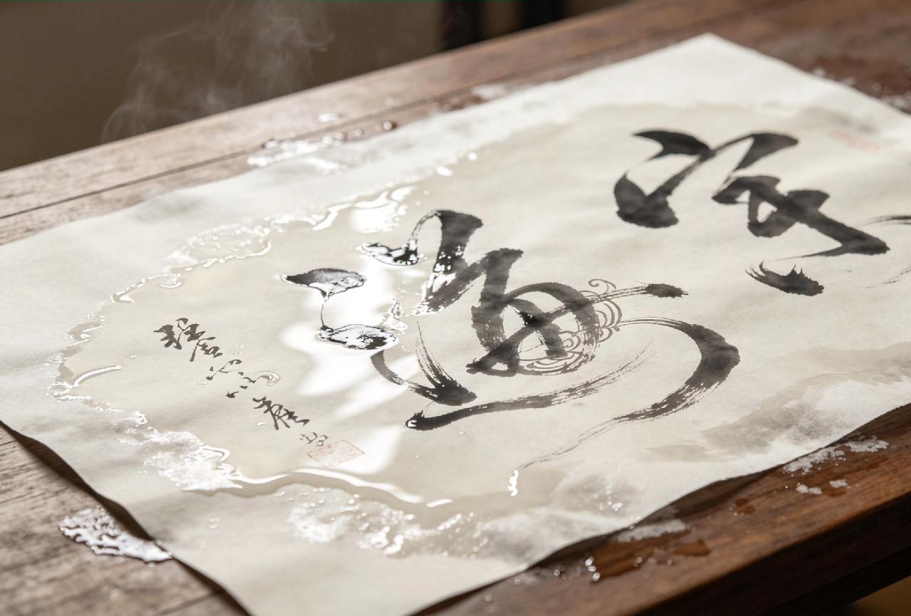 人生恰似水写布，瞧那笔墨看似丰富，仿若一幅灵动的字或一幅精美的画，实则空无一物，