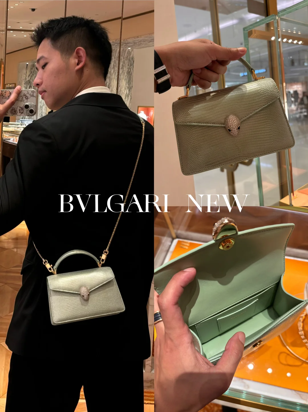 有被宝格丽这只薄荷“钻扣”绿蜥蜴皮包美到！