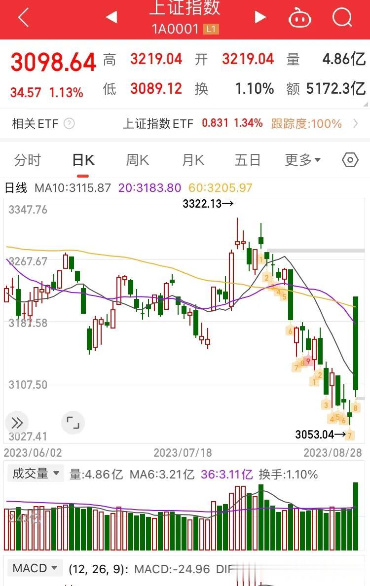 昨日大阴线注定成为历史，有人说这是股市英雄纪念碑，持续 1 分钟，全天百点下跌。