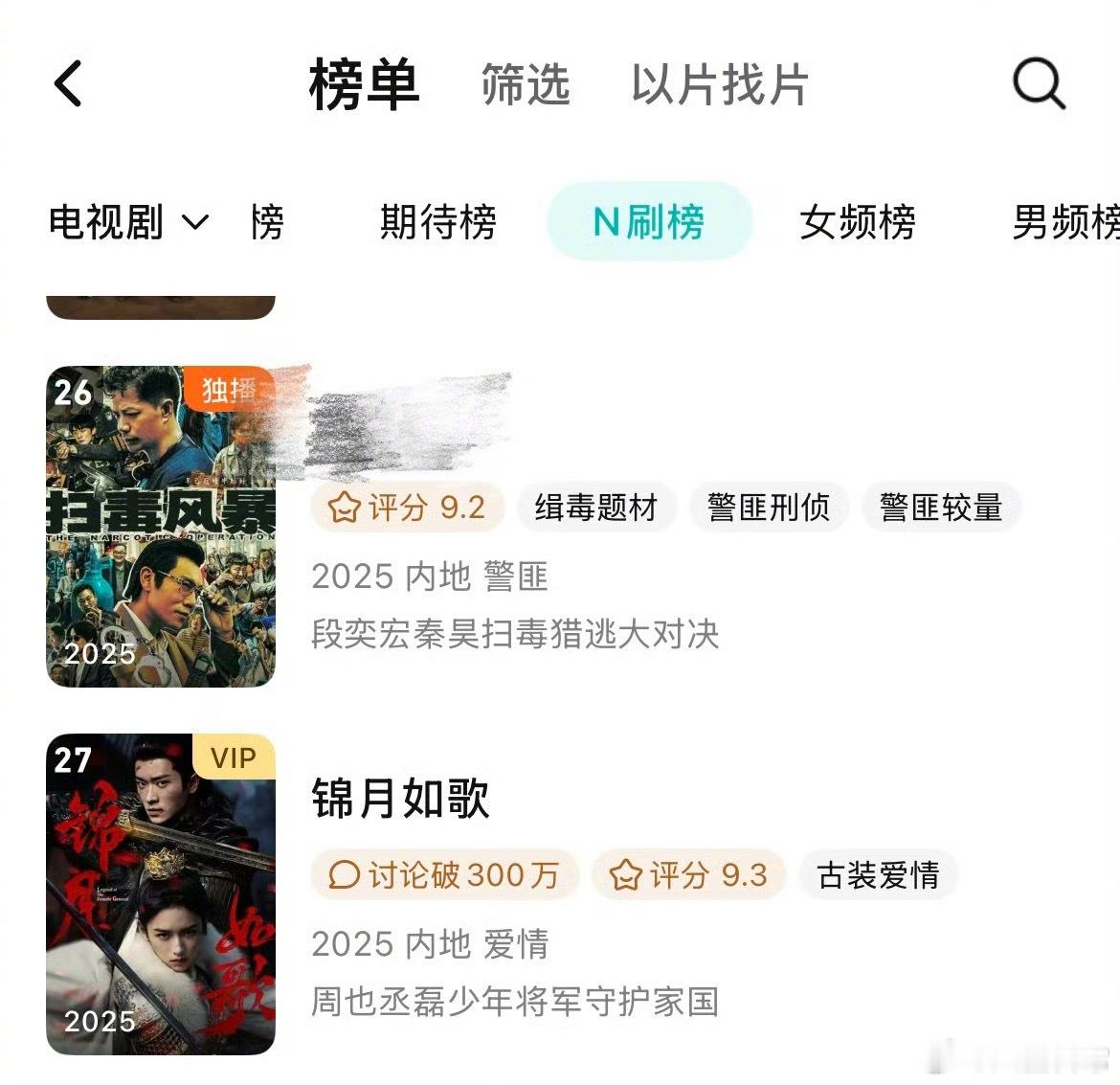 周也、丞磊《锦月如歌》🐧年榜上升并且进入N刷榜 