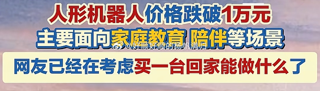 人形机器人跌破一万块 第一感觉就是那些潮汕那些开通宵的网红店一万块而已，买了输入