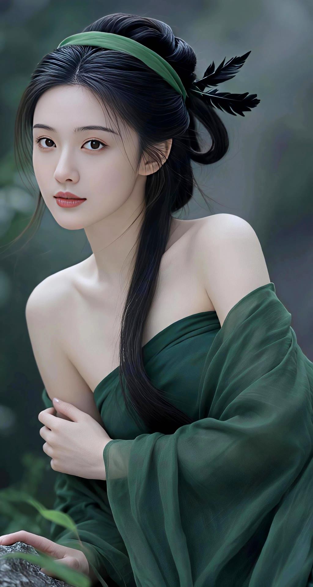 绿衣仙子，沉静如水，自然之美