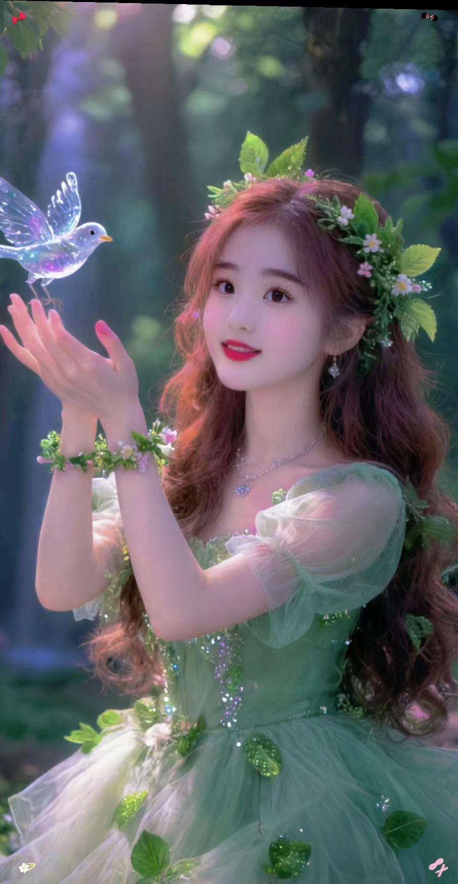 抖音玩法合伙人 精灵妆 小姐姐 仙女姐姐 鲜花造型