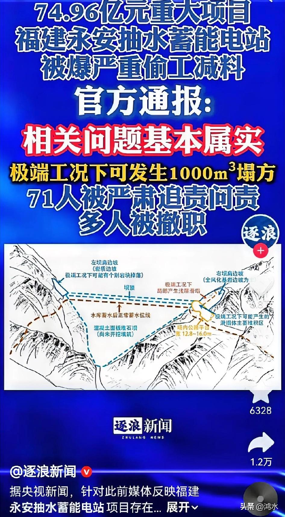 74.96亿重大项目被曝严重偷工减料，71人被严肃追责问责，多人被撤职。越是重大