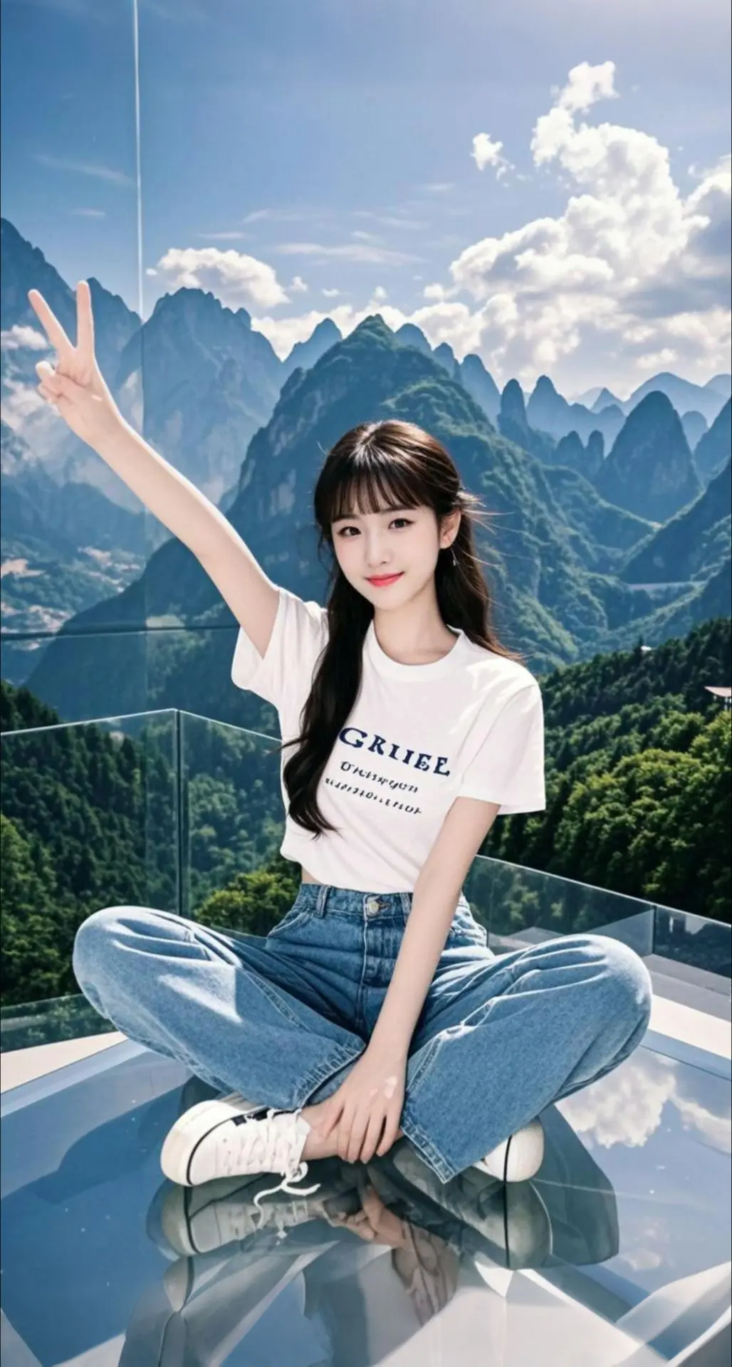 AI扩图 AI山巅浅笑