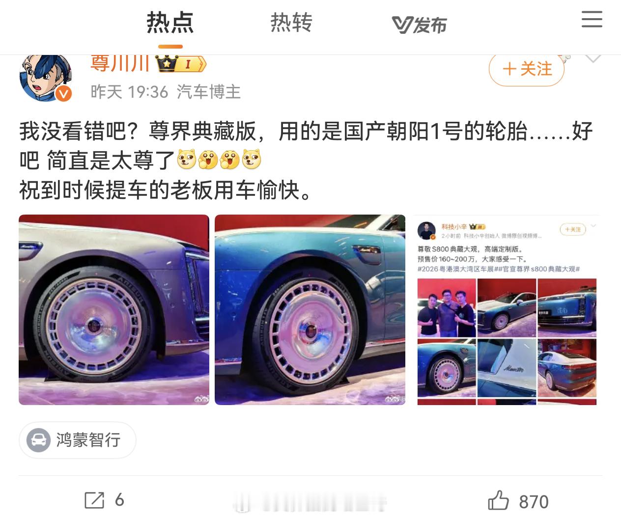 尊界S800典藏版这个100多万的车用国产轮胎有啥问题吗？你不喜欢，那选配的时候