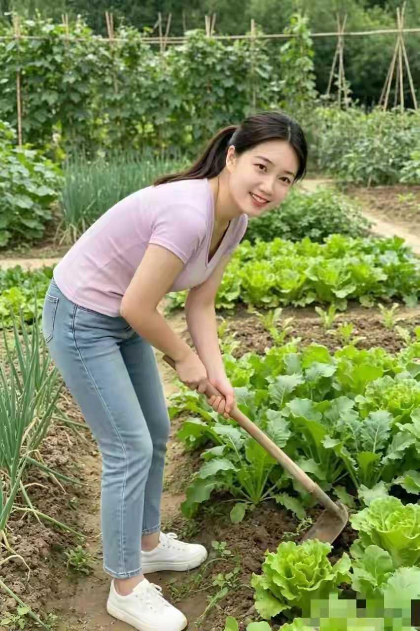 这小媳妇人不仅长得清秀好看，还愿意下地干活，任劳任怨，有一种勤劳烟火质朴的美感，