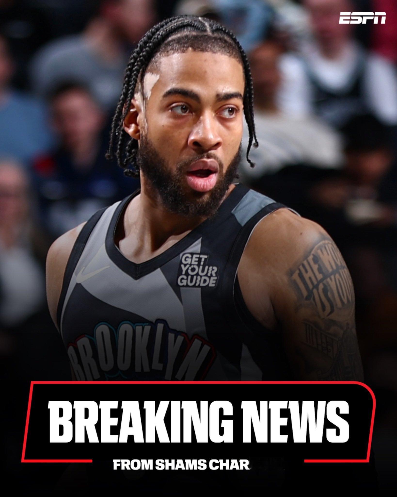 ESPN记者Shams：据消息人士透露，自由球员前锋特伦登·沃特福特已与费城76