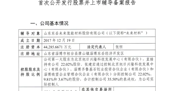 辅导机构变更 东岳氢能继续冲刺IPO