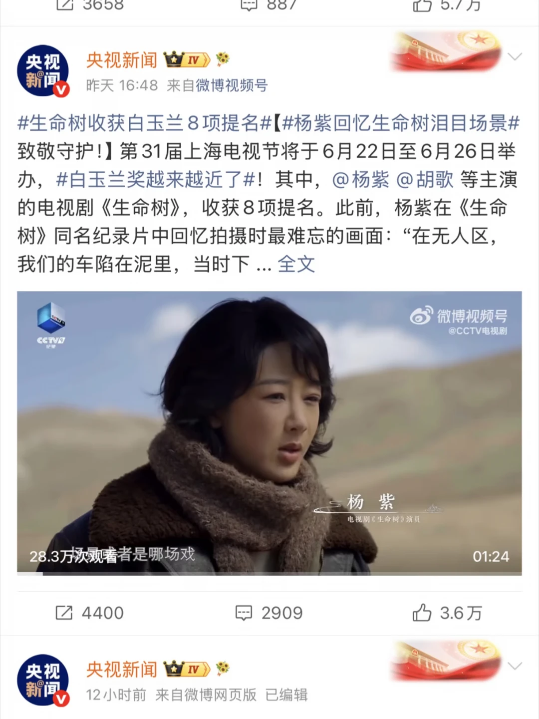 生命树获白玉兰八项提名 杨紫好牛