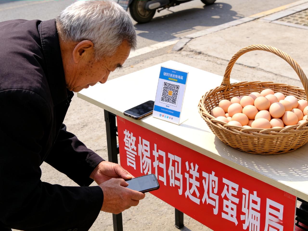 最近超市、小区、集市门口，经常有人摆摊：扫码就送鸡蛋、洗衣液、脸盆，很多老人觉得