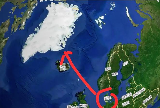 格陵兰岛从距离上看，离丹麦还真有一段距离，大概有3000公里，从面积上看，格陵兰