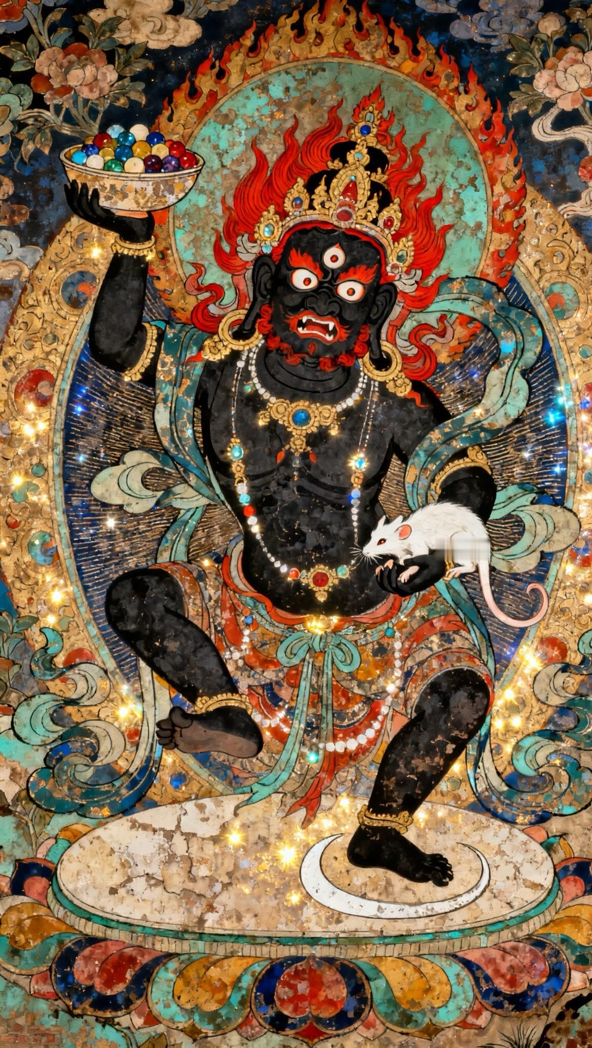 礼赞黑财神，金刚不动佛。以力破困，守福安业，拥有无尽的财富和力量！ 