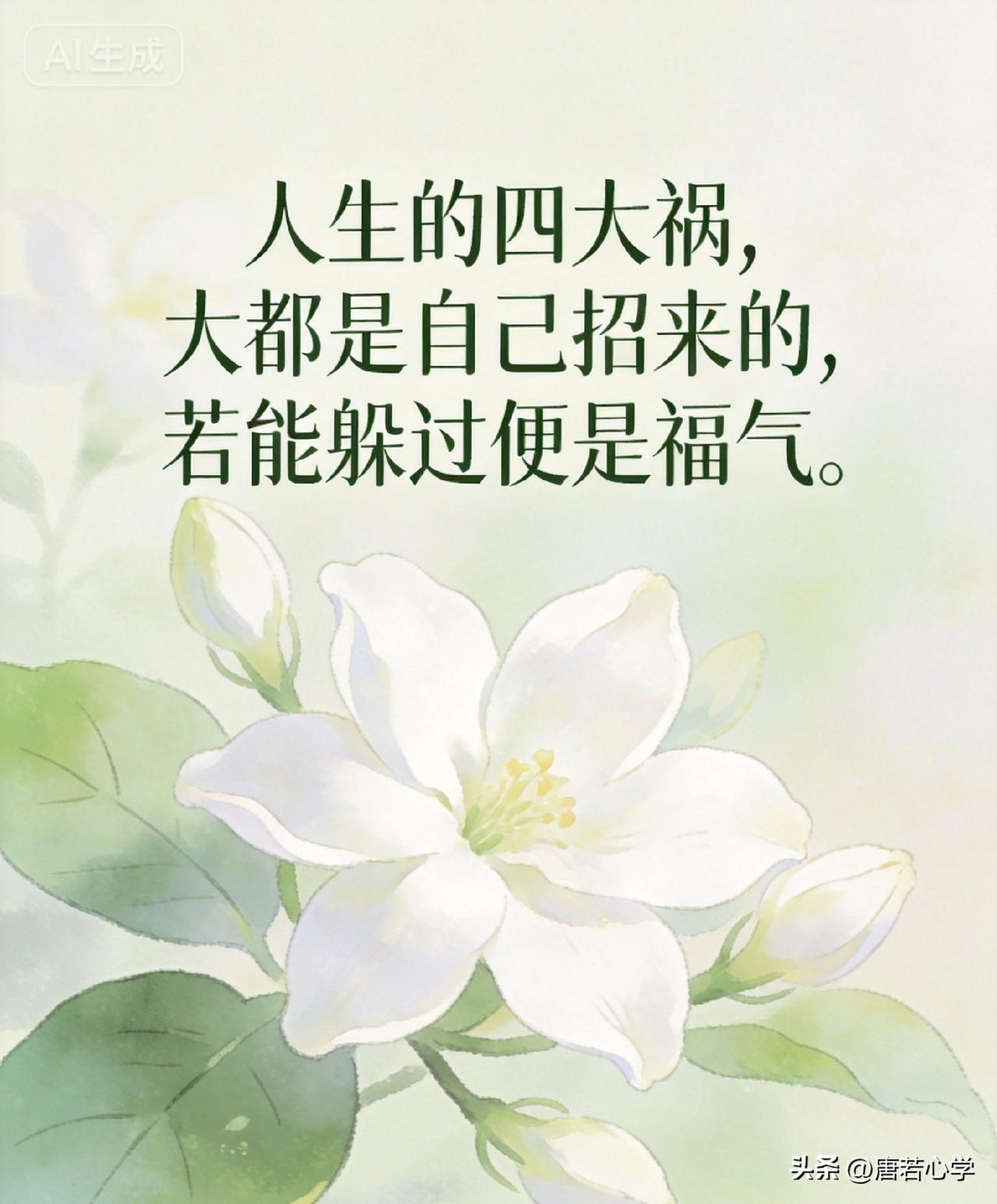 人生的四大祸，大都是自己招来的，若能躲过便是福气。

《菜根谭》有言：“天欲祸人