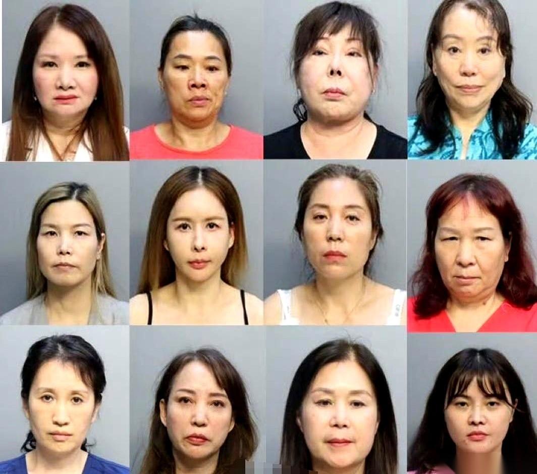 佛州迈阿密警方，一口气端了十家按摩店。
抓了十二个中国女人，最老的，六十七岁。