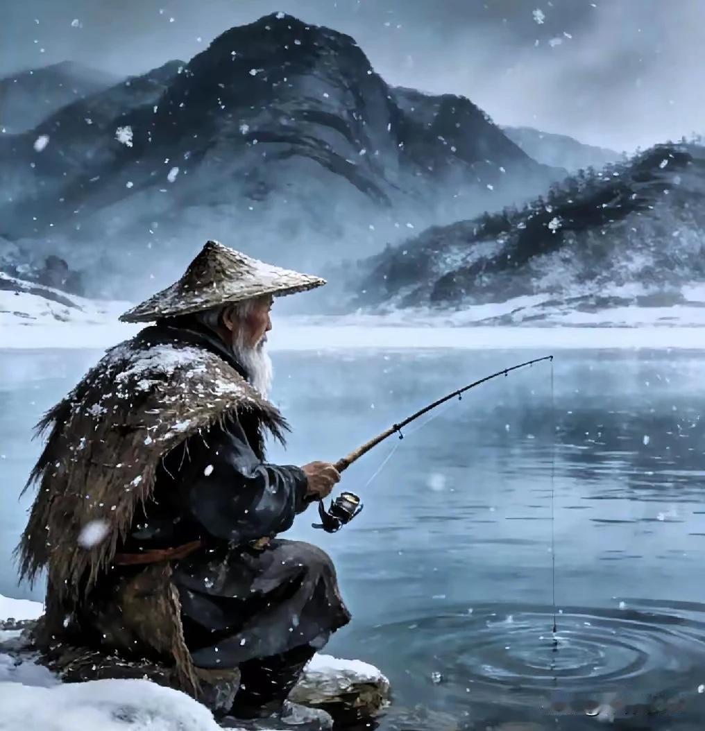 千山鸟飞绝。
万径人踪灭
孤舟蓑笠翁
独钓寒江雪。