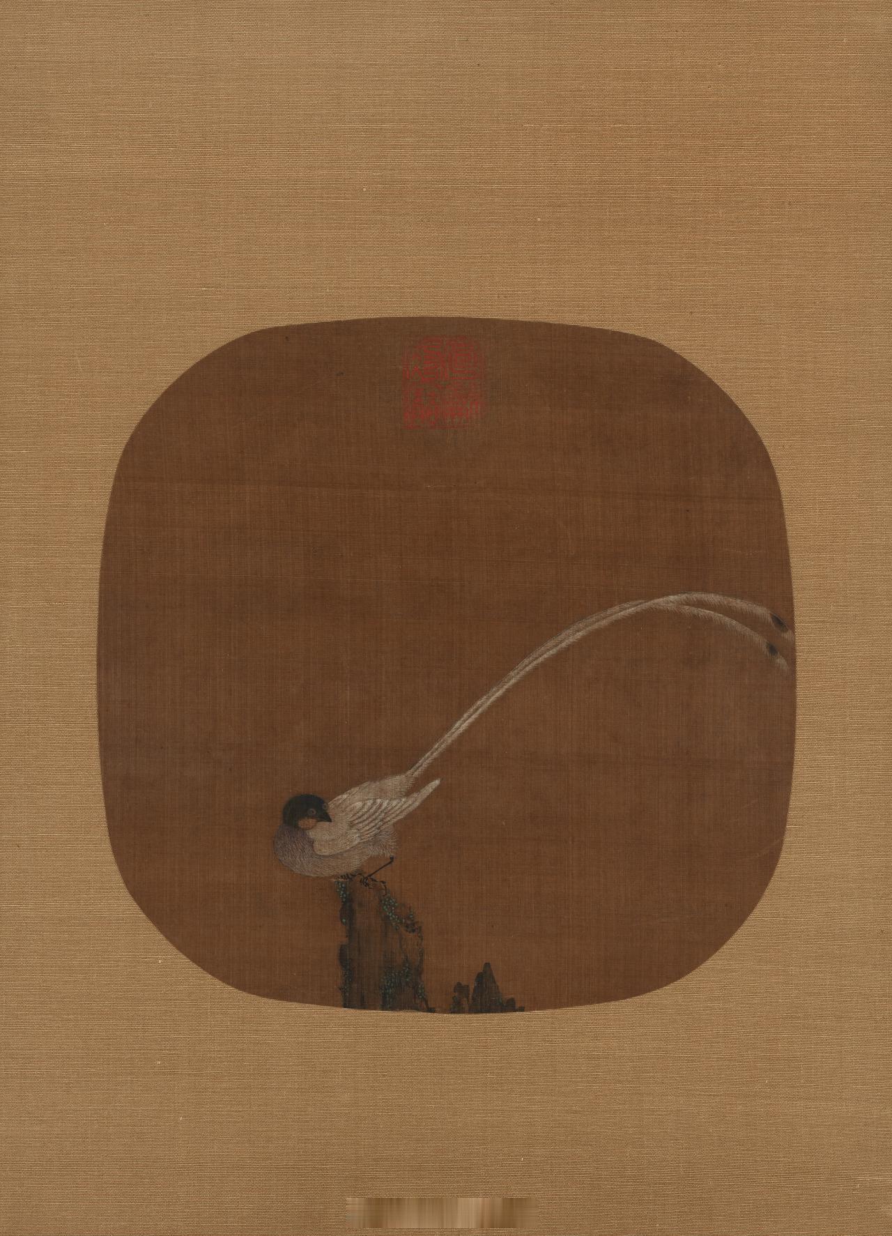 明 长尾雉 绢本设色尺寸：30.0 × 30.0 cm来源：澳洲国立维多利亚美术