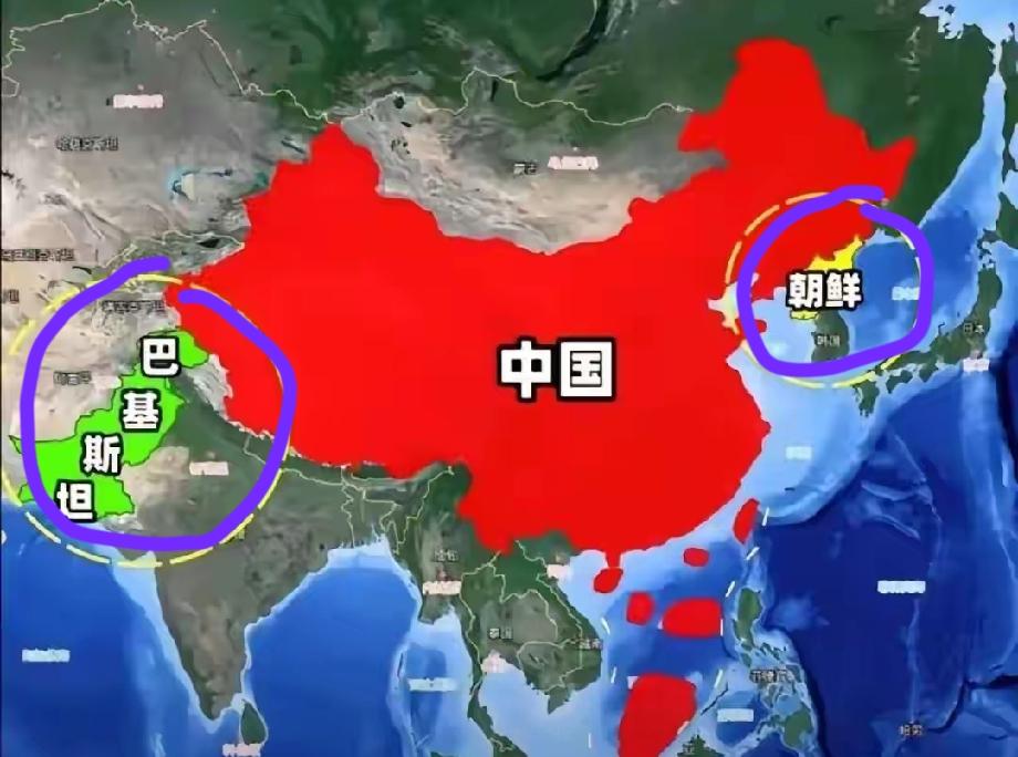 原来朝鲜和巴基斯坦正好隔了一个中国，两国距离遥远，分别位于中国的东边和西边，饮食