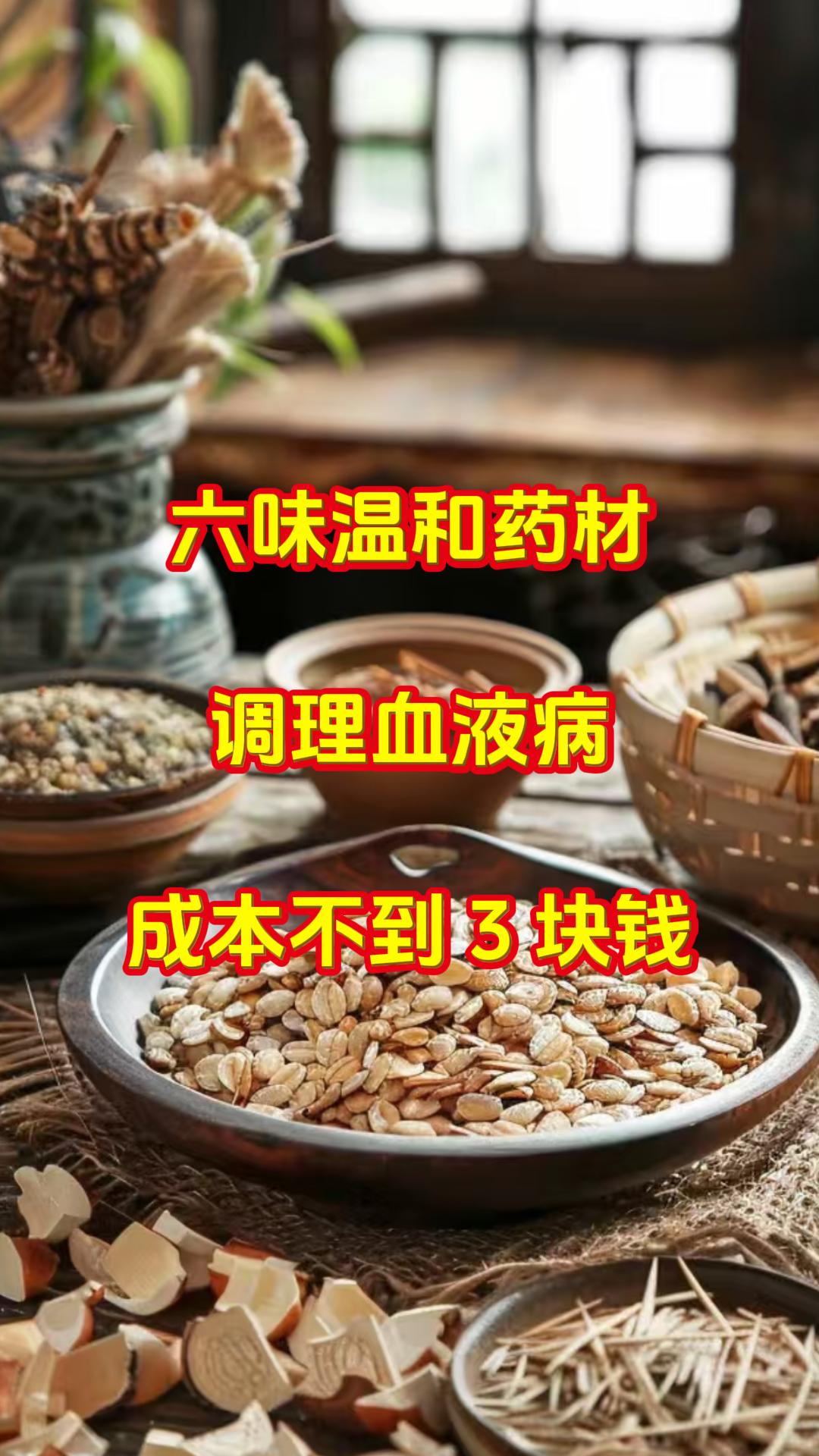 六味温和药材，调理血液病，成本不到 3 块钱

今天给大伙儿说个实用的，有六味能